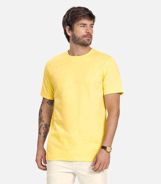 Image_Camiseta Masculina Cotton Listrado Diametro Amarelo