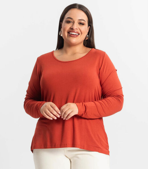 Blusa Manga Longa Viscotorcion Secret Glam Laranja