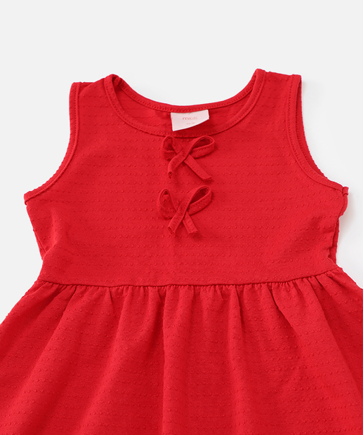 Vestido Infantil Textura Laços Marisa Tam 1 a 3 Vermelho
