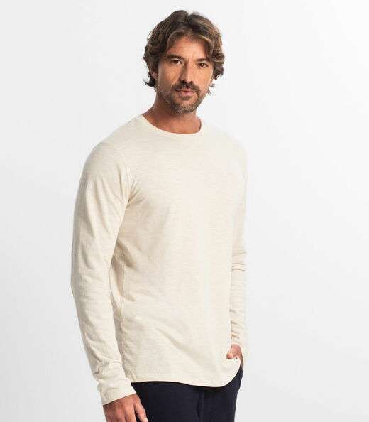 Camiseta Masculina Manga Longa Básica Diametro Bege