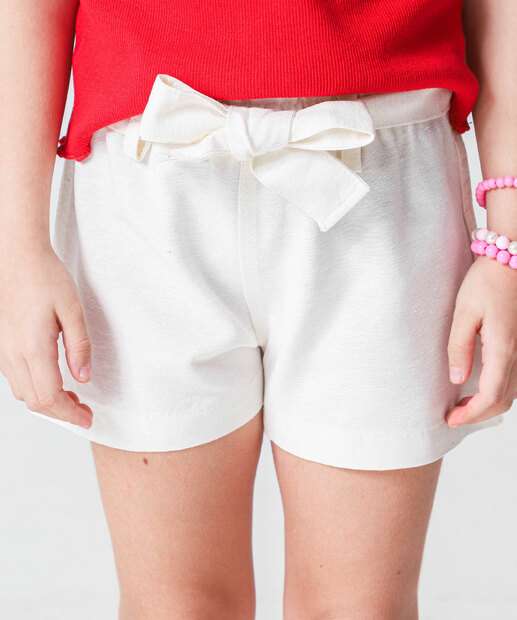 Short Infantil Textura Clochard Marisa Tam 4 a 10 Off White