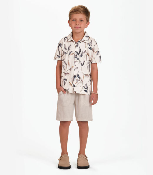 Camisa Meia Malha Menino Trick Nick Bege