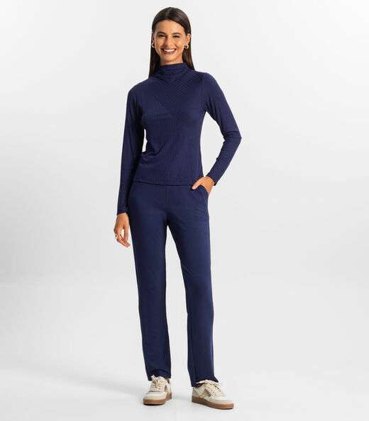 Blusa Manga Longa Feminina Rovitex Azul