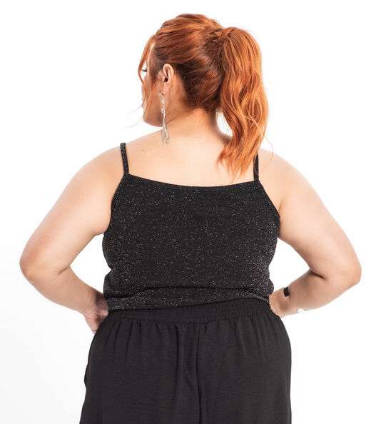Blusa Cropped Feminina Plus Size Secret Glam Preto