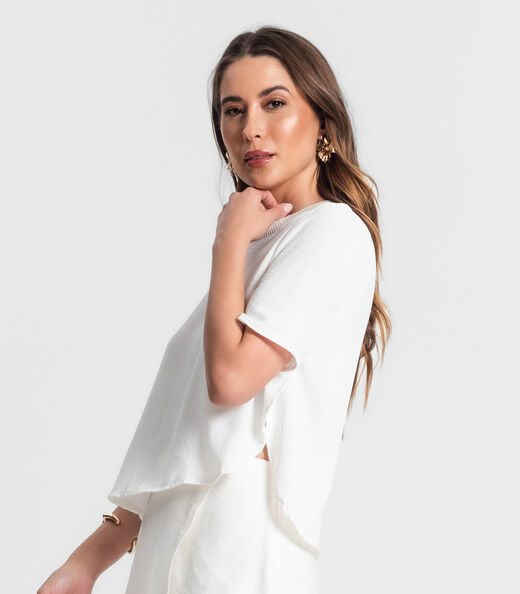 Blusa Feminina Manga Curta Rovitex Bege