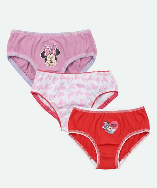 Image_Kit 3 Calcinhas Infantil Minnie Disney Tam 2 a 12 Rosa