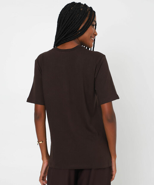 Camiseta Feminina Oversized Urso Marisa Marrom