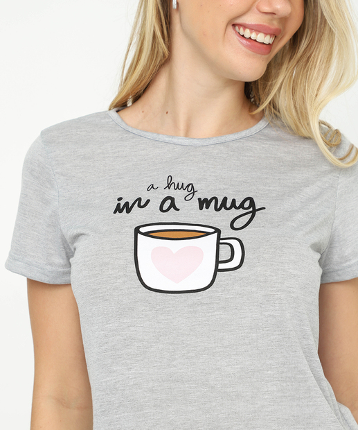 Pijama Feminino Estampa Frase Marisa Cinza