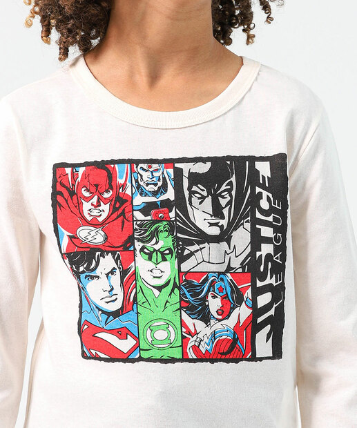 Camiseta Infantil Manga Longa Heróis Tam 4 ao 10