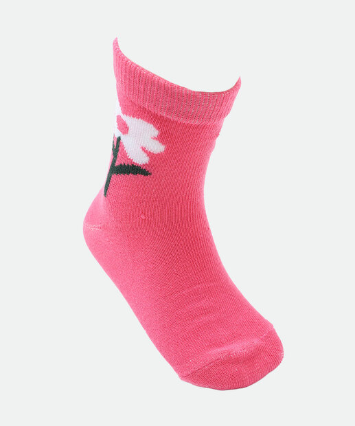 Kit 3 Meias Infantil Estampa Flores Marisa Rosa