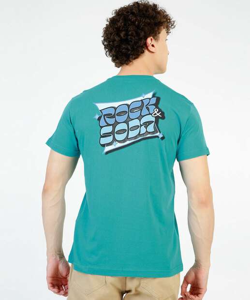Camiseta Masculina Estampa Frase Manga Curta Rock & Soda