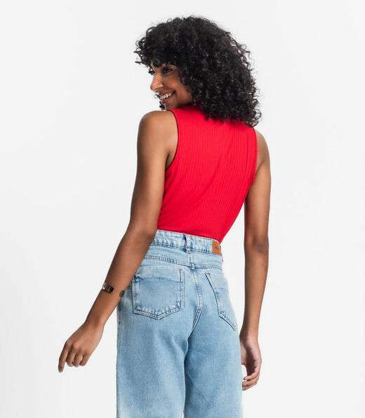 Regata Feminina Ribana Canelada Rovitex Vermelho