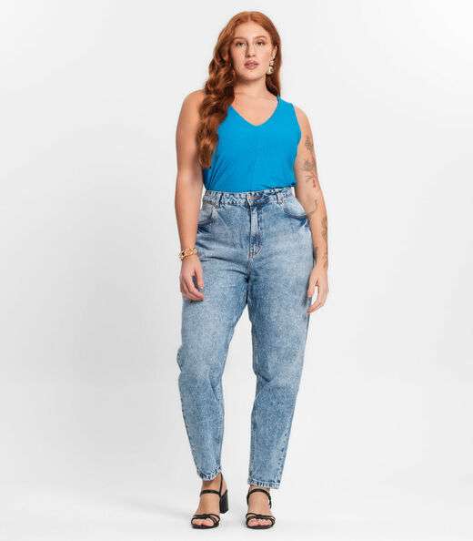 Regata Feminina Plus Size Secret Glam Azul