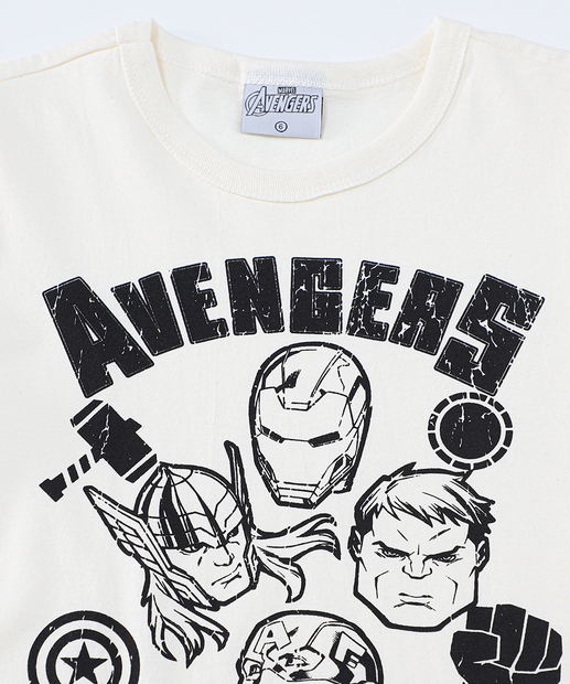 Camiseta Infantil Vingadores Tam 4 a 10 Off White