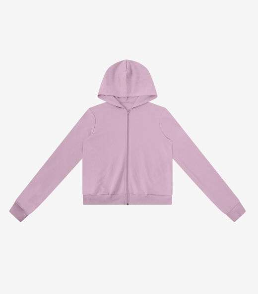 Jaqueta com Capuz em Moletom Rovitex Rosa