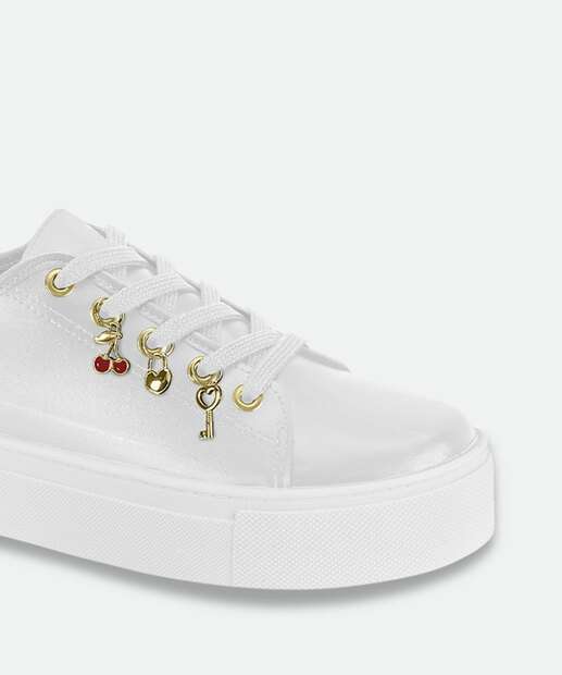Tênis Casual Feminino Pingente Moleca Branco