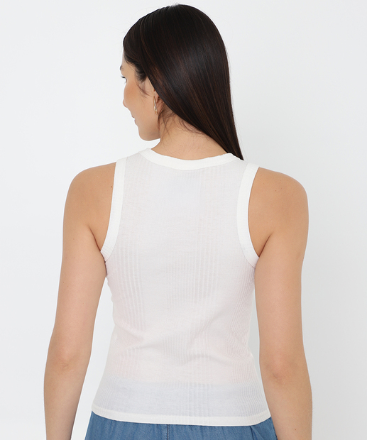 Blusa Regata Feminina Multi Canelada Marisa Off White