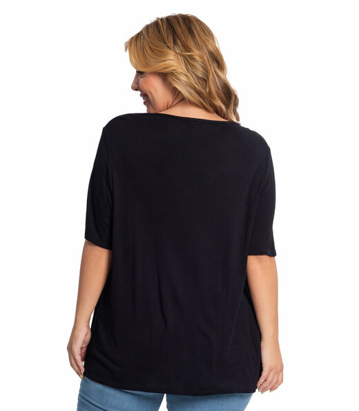 Blusa Feminina Plus Size Básica Secret Glam Preto