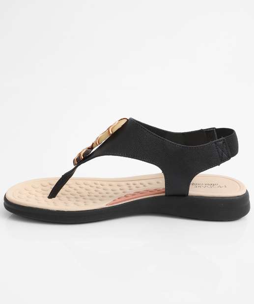 Sandália Feminina Rasteira Pedras Sintéticas Modare Preto