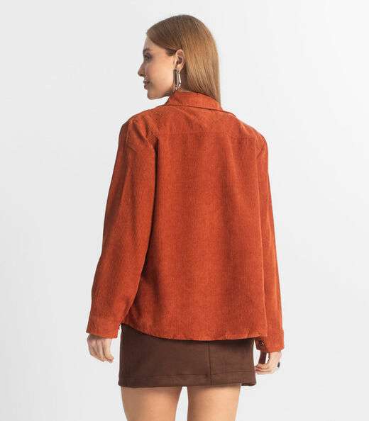 Camisa Feminina Cotelê Com Botões Atrativa Modas Amarelo