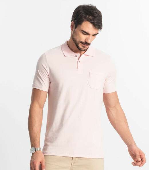 Polo Masculina Com Bolso Cotton Leve Diametro Rosa