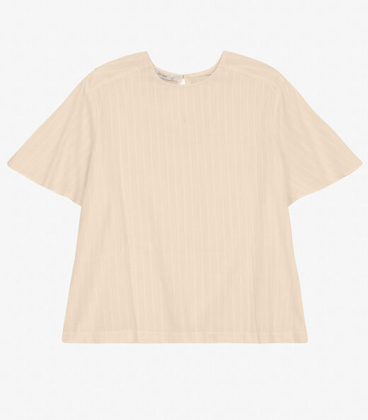 Blusa Plus Size Manga Curta Secret Glam Bege