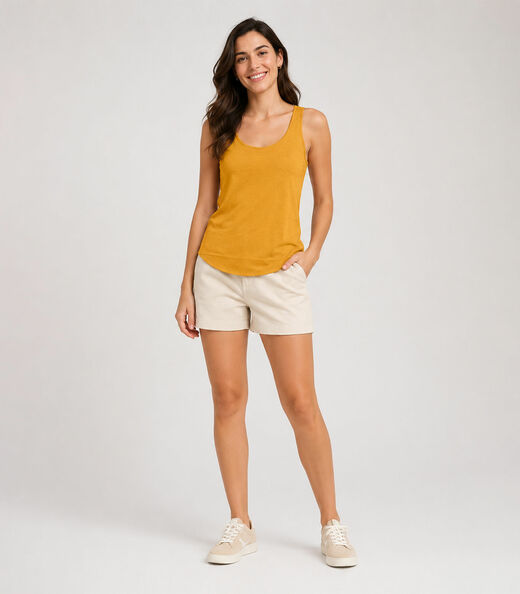 Regata Feminina Em Malha Golf Infinita Cor Amarelo