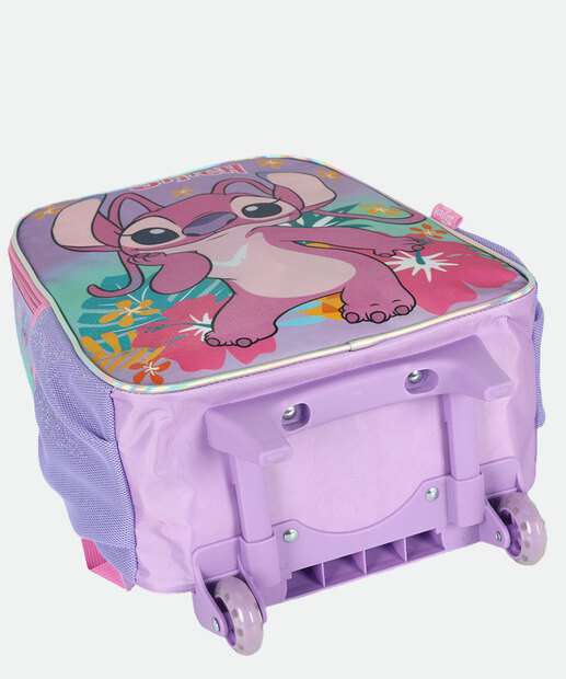 Mochila Mala Com Rodas Infantil Stitch E Angel Disney