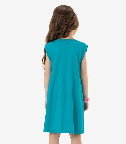 Vestido Infantil Em RIbana Rovi Kids Azul