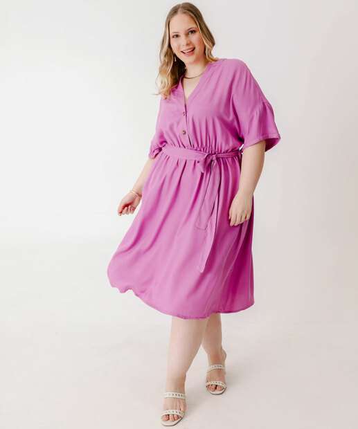 Image_Vestido Plus Size Feminino Botões Manga Curta Marisa