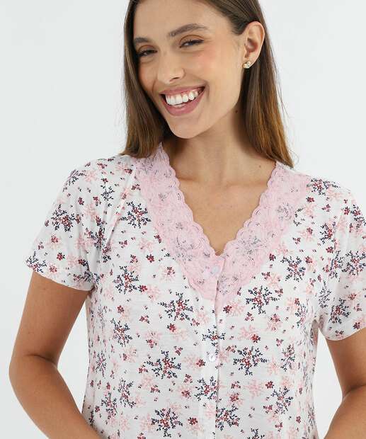 Camisola Bordado Flores Recorte Marisa Off White