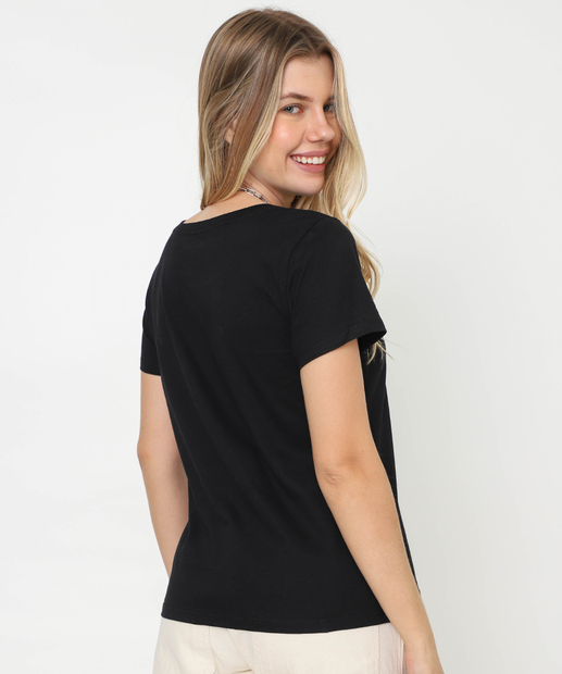 Blusa Feminina Estampa Frontal Kuromi Sanrio Preto