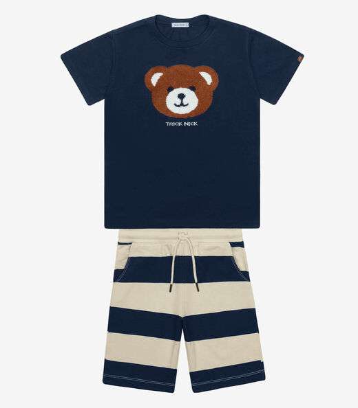 Conjunto Infantil Camiseta Com Bermuda Trick Nick Azul