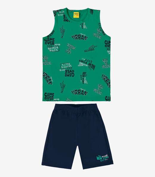 Conjunto Infantil Regata Com Bermuda Rovi Kids Verde