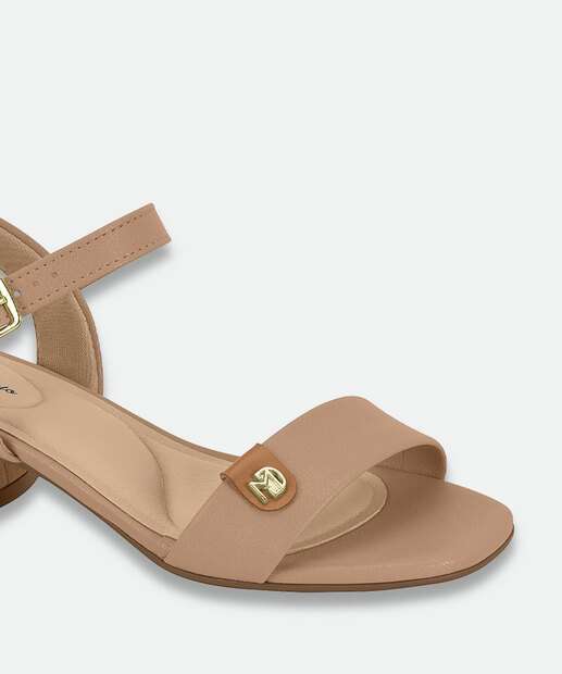 Sandália Feminina Salto Grosso Modare Bege