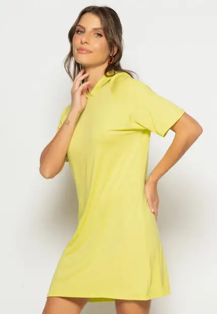 Vestido Curto Com Capuz Malha Verde Salvatore