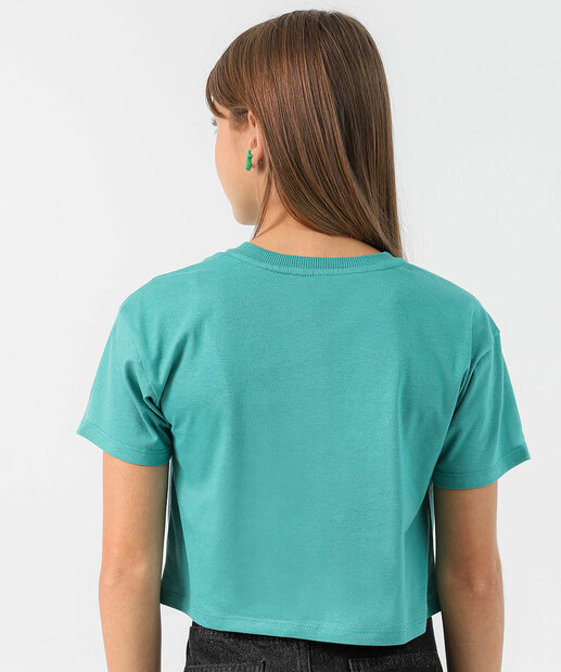Blusa Juvenil Cropped Estampado Marisa Tam 10 a 16 Verde
