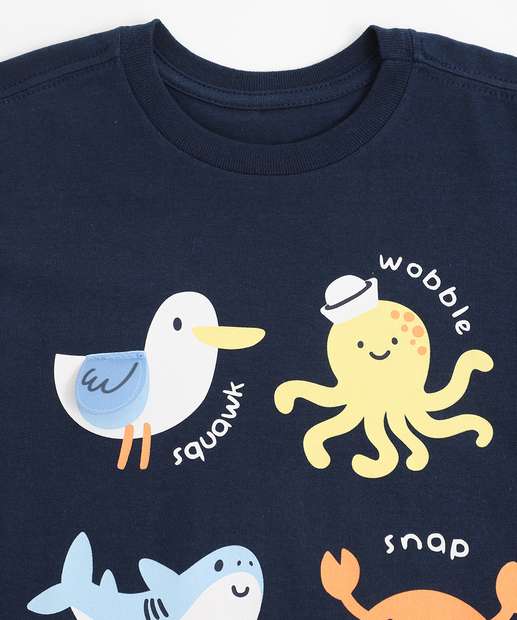 Camiseta Infantil Fundo do Mar Marisa Tam 1 a 3 Azul