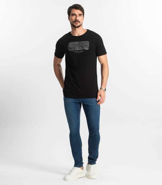 Camiseta Masculina Meia Malha Diametro Preto