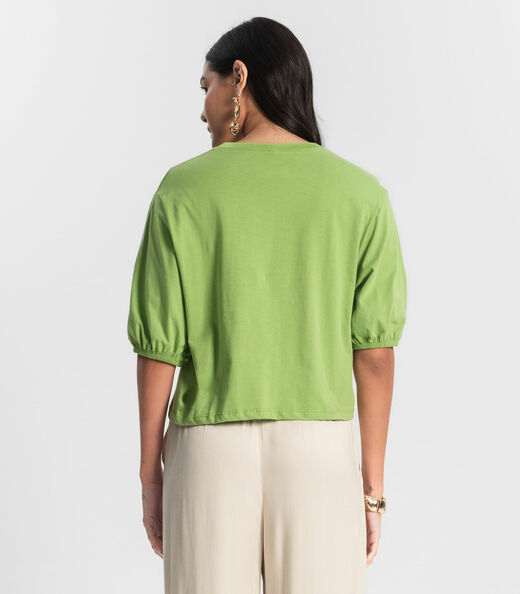 Blusa Feminina Manga Camponesa Rovitex Verde