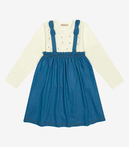 Conjunto Infantil Blusa Com Vestido Trick Nick Bege