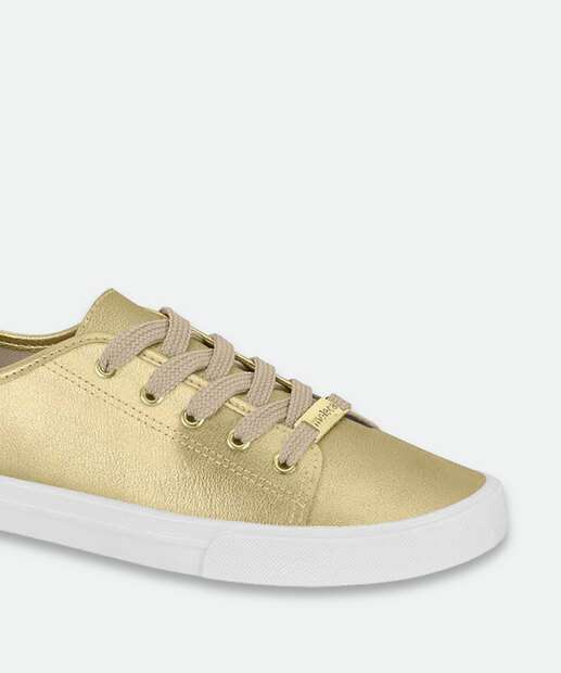 Tênis Casual Feminino Metalizado Moleca Dourado