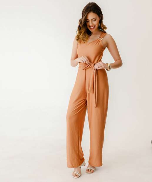 Macacão Feminino Amarração Marisa Marrom