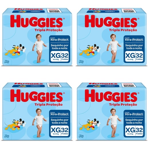 Image_Kit 4 Fraldas Huggies Tripla Proteção Tamanho XG 32 Unidades cada