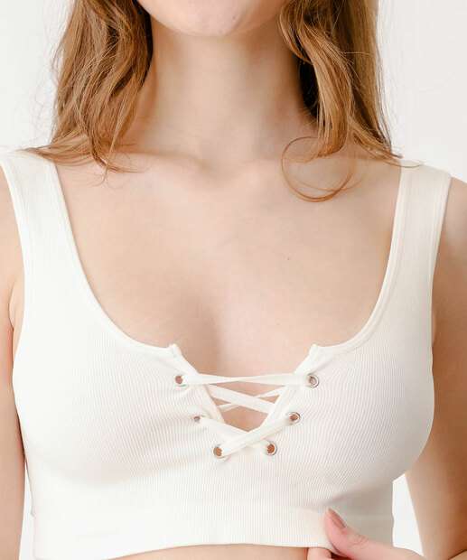 Blusa Regata Feminina Cropped Marisa Off White