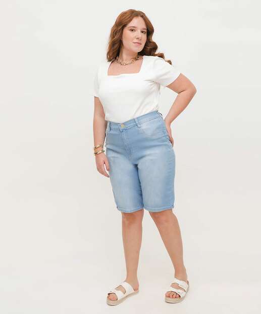 Bermuda Plus Size Feminina Jeans Ciclista 