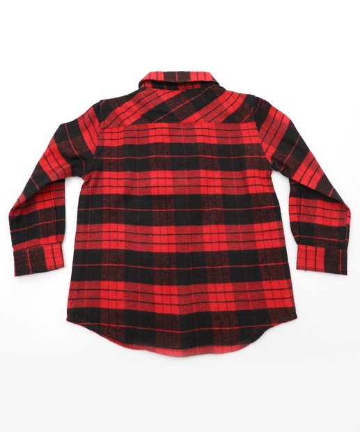 Camisa Infantil Xadrez Flanelada Marisa Tam 1 a 3 Vermelha