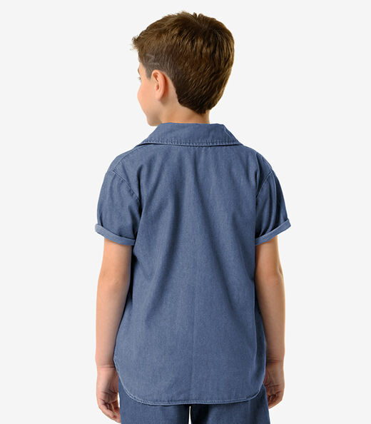 Camisa Infantil Jeans De Botão Trick Nick Azul