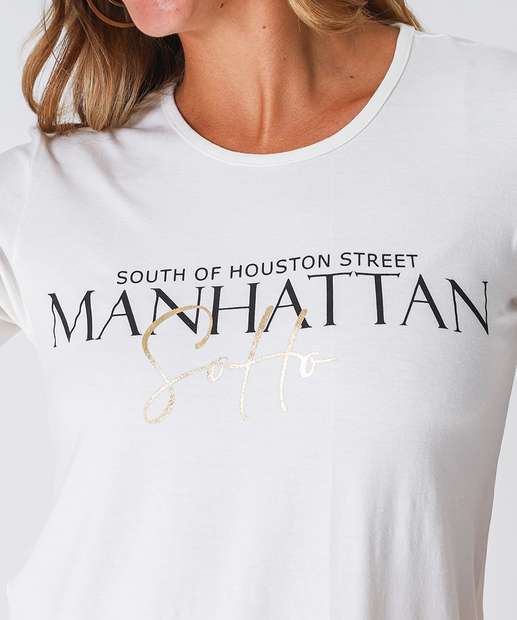 Blusa Feminina Estampada Manga Curta Marisa Off White