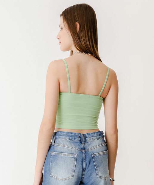 Blusa Cropped Feminina Canelada Alças finas Marisa